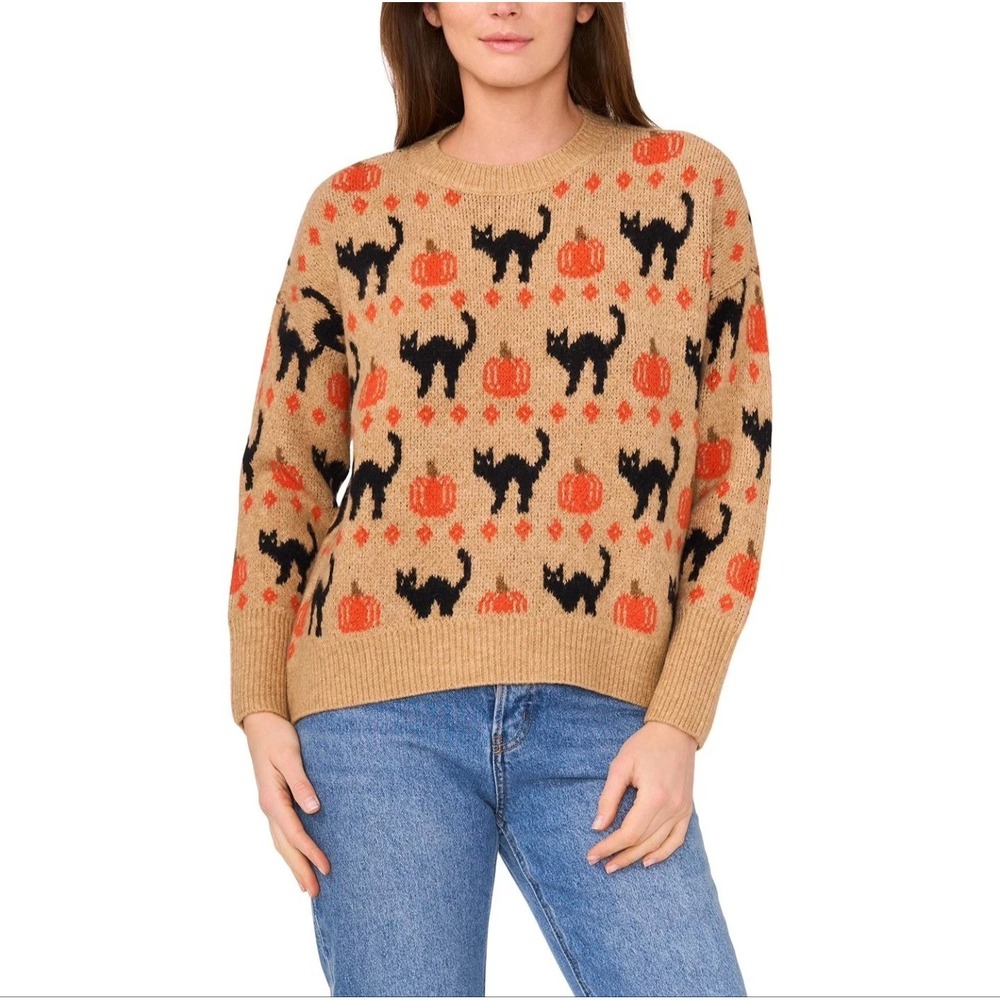 NWT Vince Camuto Women's Halloween Sweater Size XL Tan